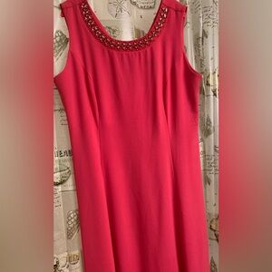 Ashley Stewart Hot Pink Beaded Dress Size 18/20